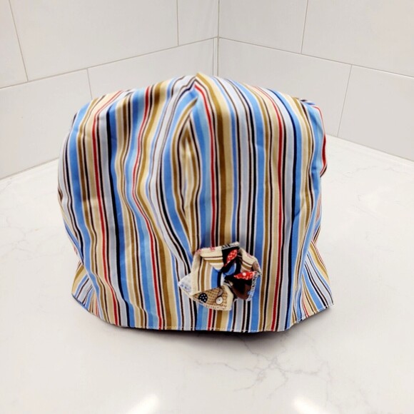 Doctor Nurse Dog Print Stripe REVERSIBLE Scrub Cap Bouffant Medical Surgery Hat - Picture 3 of 15